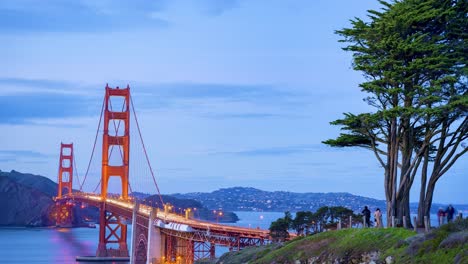 Lapso-De-Tiempo:-Crepúsculo-Del-Puente-Golden-Gate-De-San-Francisco