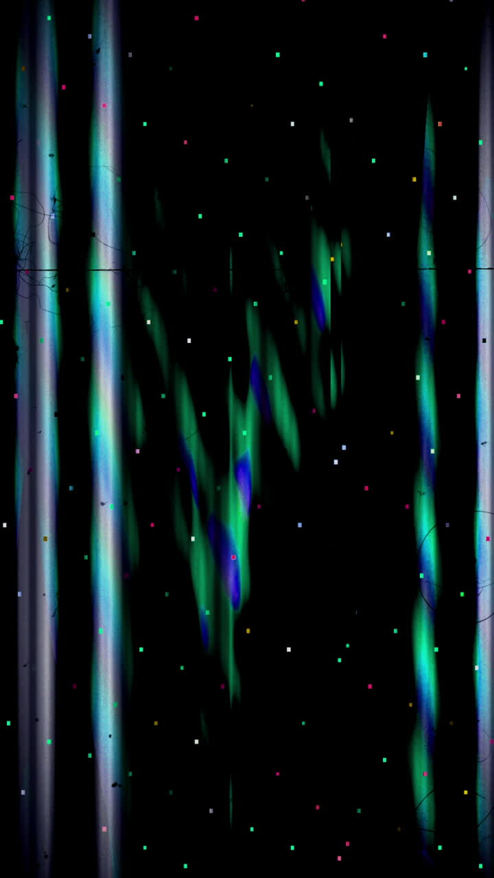 Dynamic Abstract Digital Glitch Pattern with Colorful Light Stripes