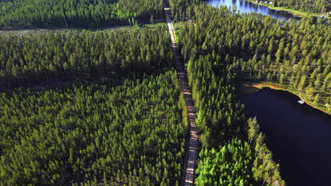 Road through the green Vansbro municipality, Dalarna county in Sweden - Aerial
