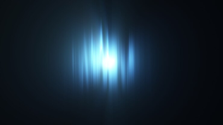 Abstracte blauwe aurora gloeiende lijnen met kleine lichtstraaltjes in onderwaterstijl. Dynamische afbeeldingen overlay-effect