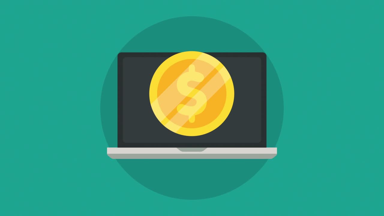 dollar coin and laptop