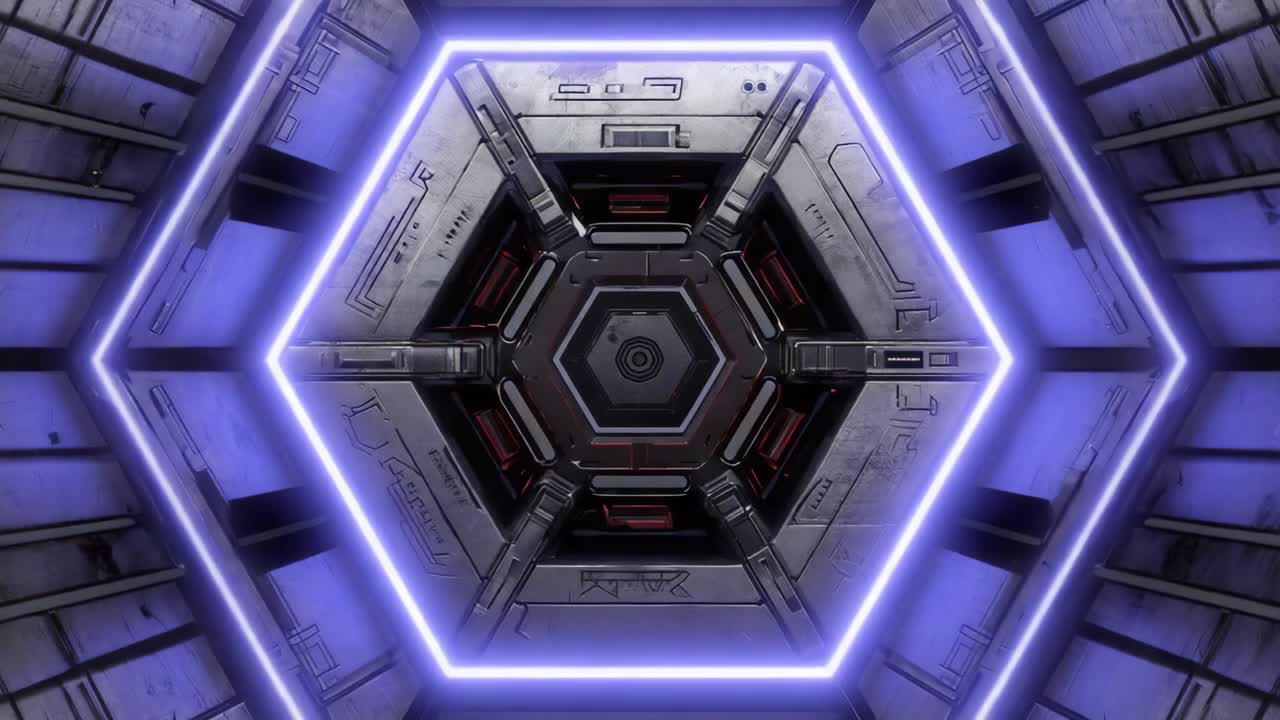 Corridoio esagonale futuristico di fantascienza