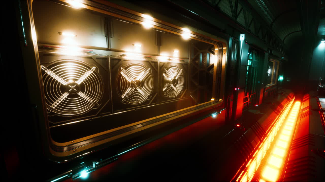 우주 기지의 미래적인 인테리어