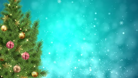 christmas tree decoration golden ball and tree snowflake bokeh lights loop background,