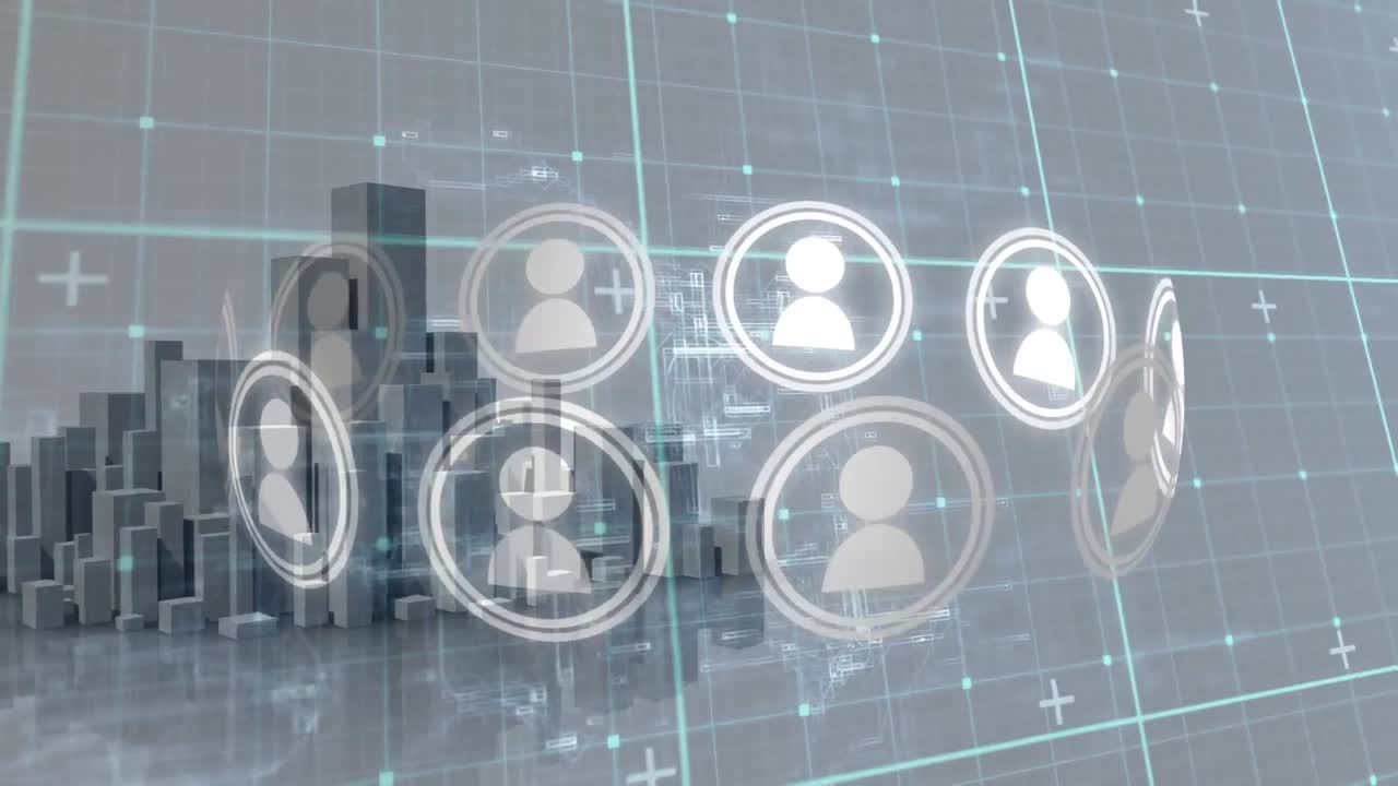 도시 풍경에 대한 연결 네트워크의 애니메이션