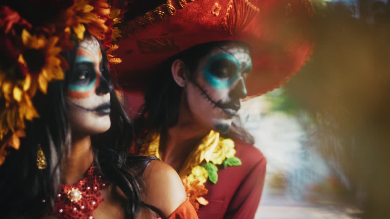 Coppia in costume del Día de Muertos