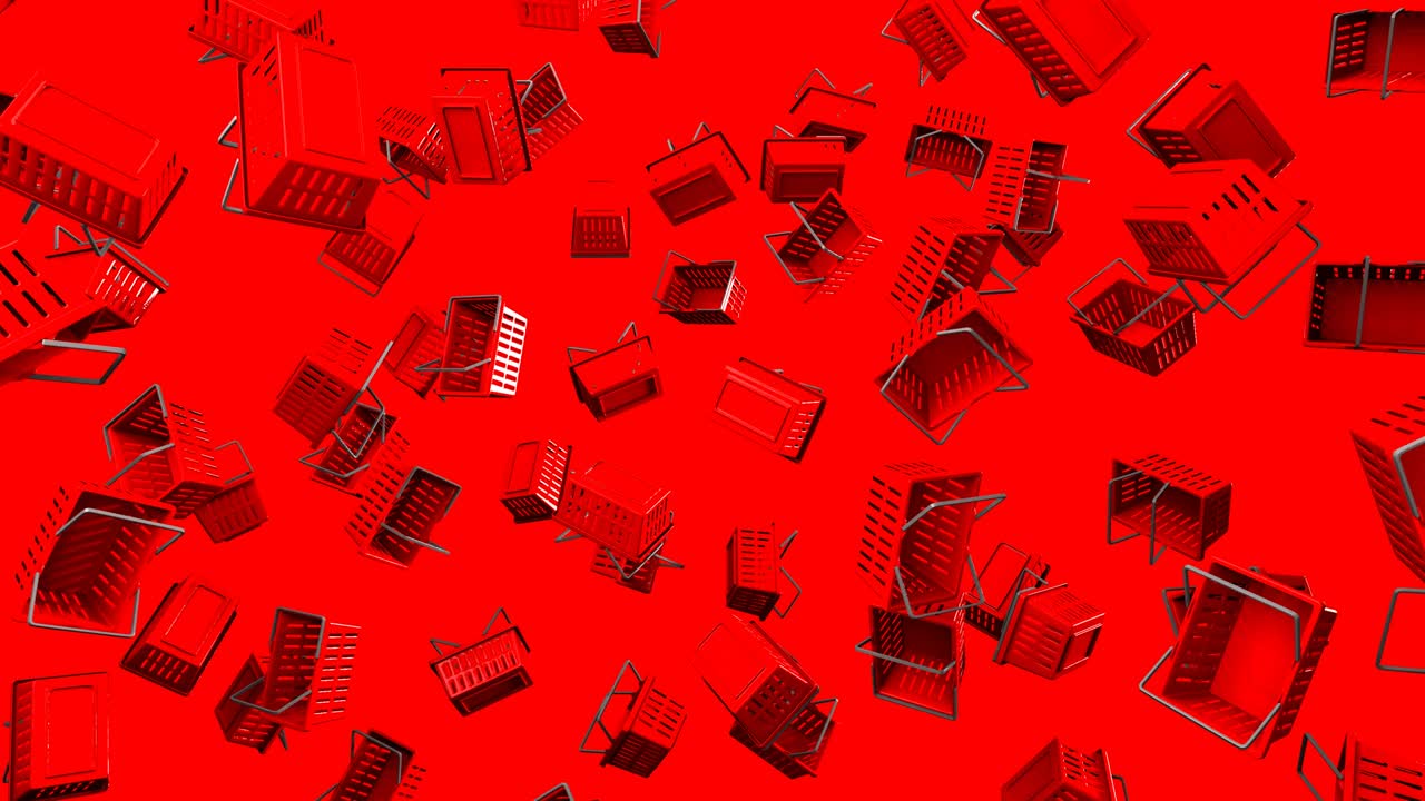 cestas de compras rojas sobre fondo rojo