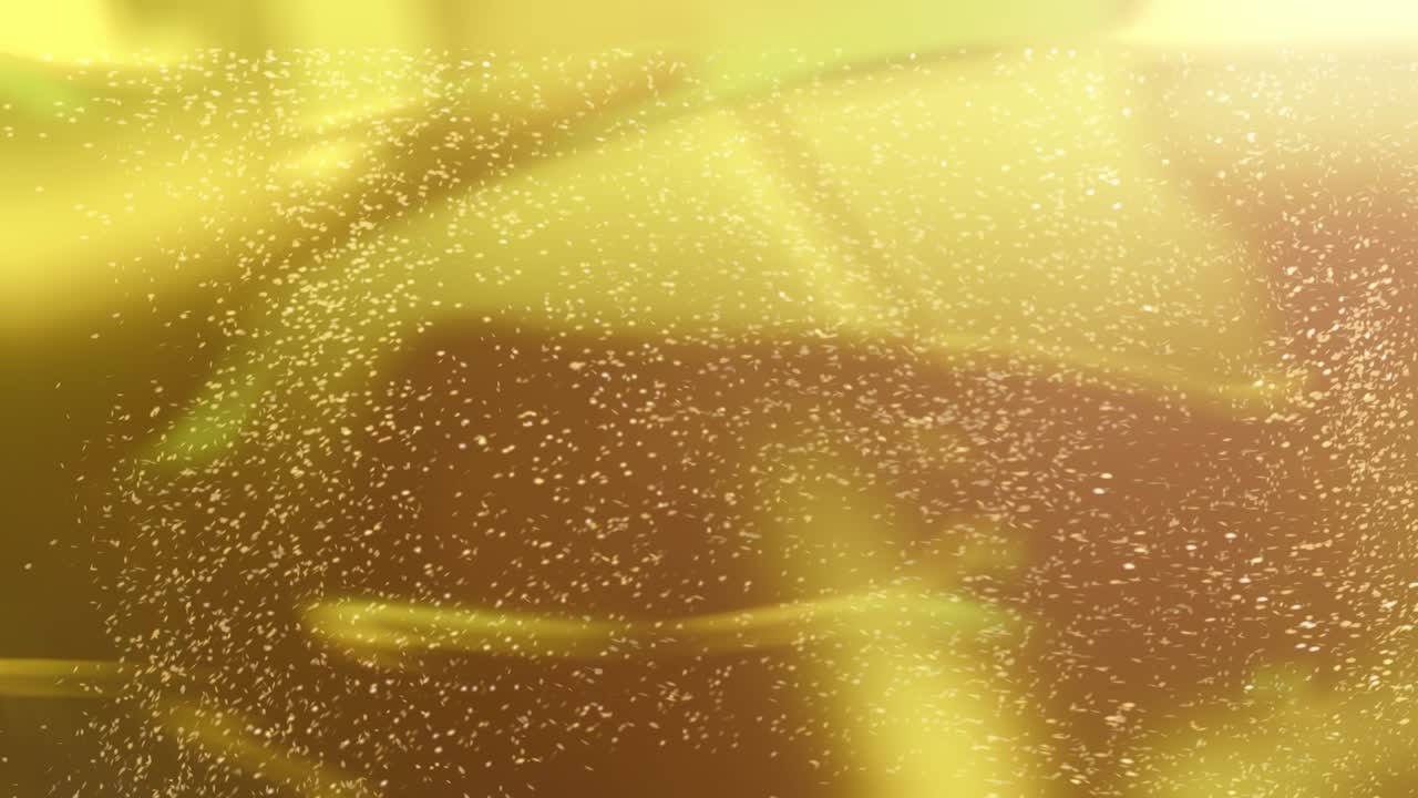 떨어지는 황금 반이는 입자, 마법의 빛과 함께 떨어지는 금 콘티, 아름다운 빛의 배경, 원활한 루프