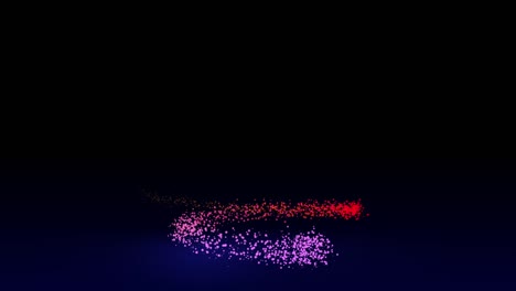 animation about glowing particles. the red, pink, and purple particles form a rotating circle and gradually fly upward. the background is black.