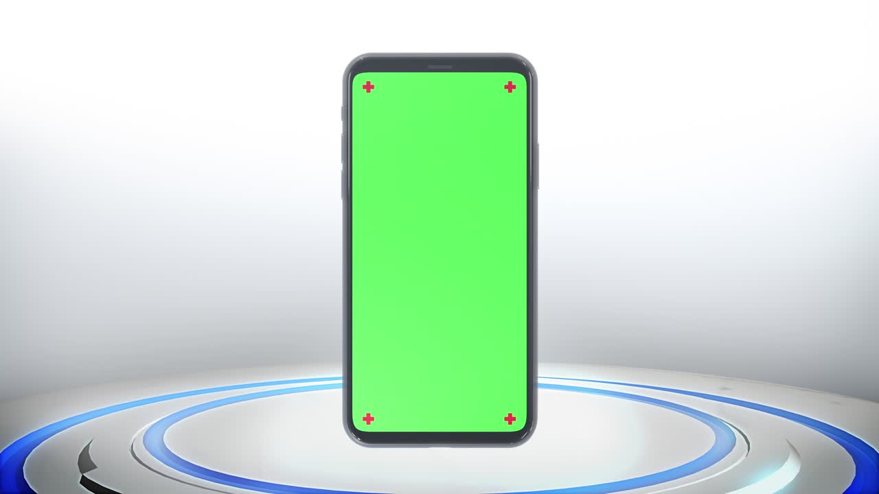 teléfono móvil pantalla verde encendiendo fondo de tecnología de ciencia ficción