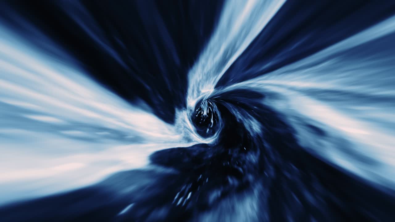 abstract azul oscuro túnel de deformación del hiperespacio a través del tiempo y el espacio animación. 4k 3d bucle de ciencia ficción viaje interestelar a través de agujero de gusano en el túnel de vórtice hiperespacial abstract velocidad de teletransportación