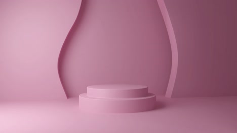 animación de corredor rosado con puertas y espacio de copia en fondo rosado