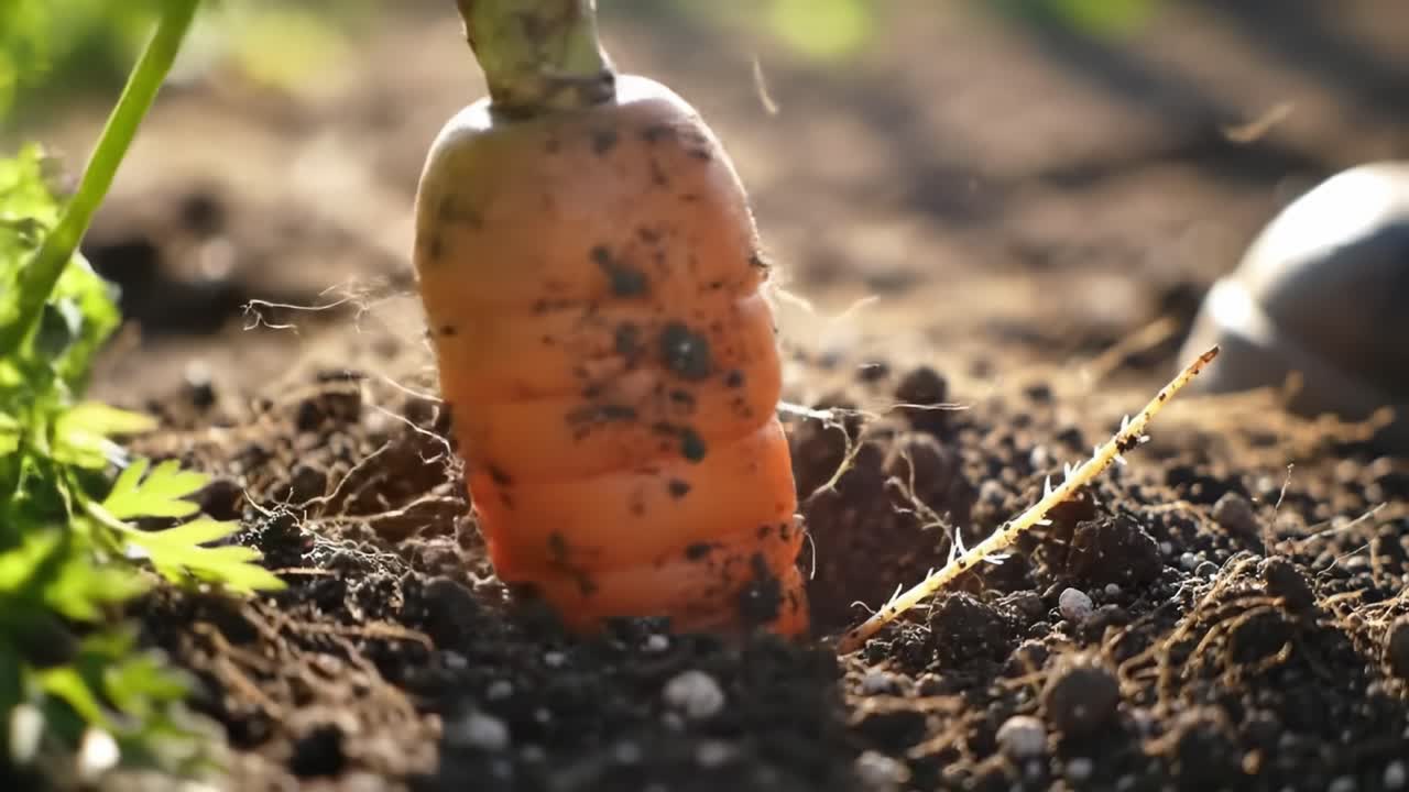 Harvesting Fresh Carrots: A Close-Up Look at the Bountiful Produce Being Unearthed from the Soil, Capturing the Vibrant Colors and Earthy Textures in Home Gardening