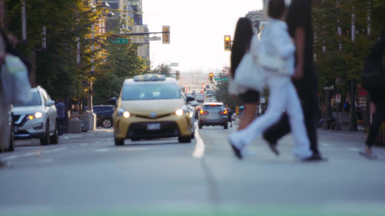 Pedestrians crossing the street