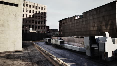 escena urbana en el techo con sistemas de ventilación