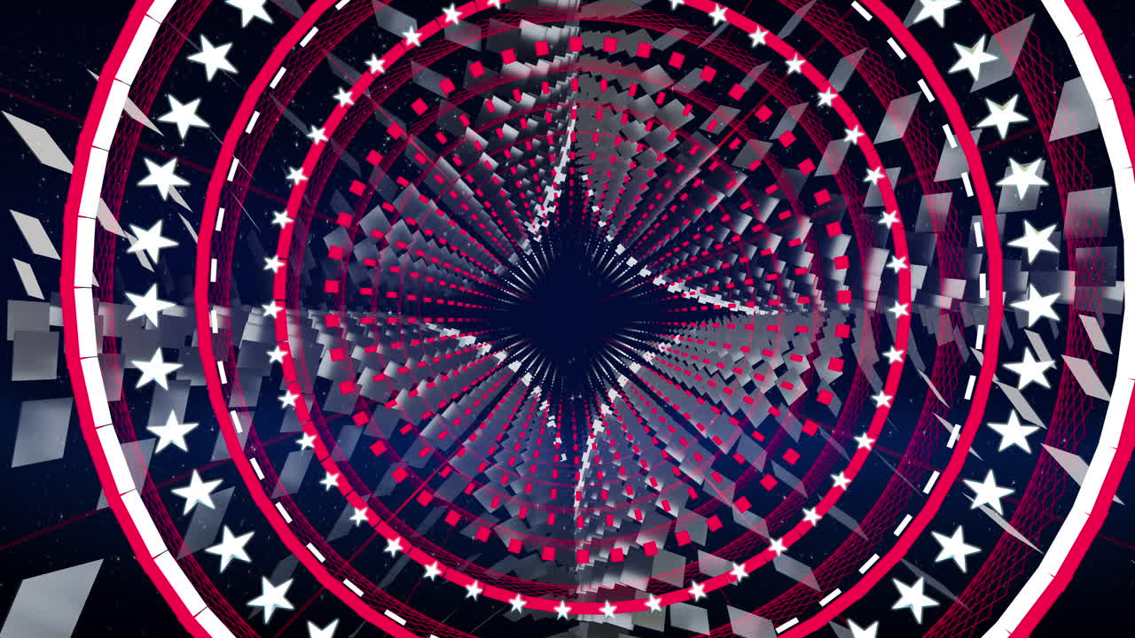 Abstrakt hvitt og blått bevegelig bakgrunnsbilde i loop, futuristisk sirkulær tunnelstil, for scenedesign, visuell projeksjonsmapping, musikkvideo, TV-program, redaktører og VJ-er for LED-skjermer eller moteshow