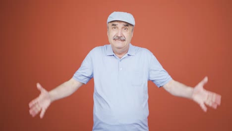 He&#039;s a old man with a fussy and time pressure.
