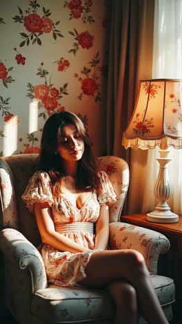 woman in vintage chair