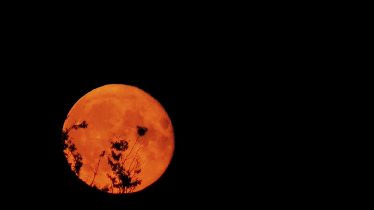 una luna roja dramática en el cielo oscuro