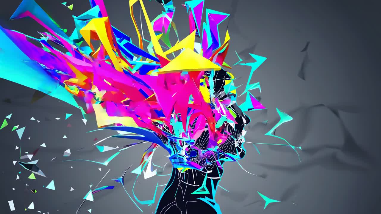 cabeza abstractamente colorida