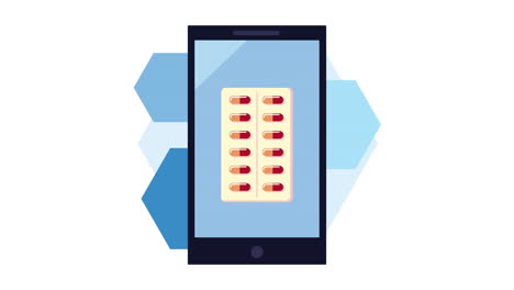 teléfono inteligente con cápsulas de farmacia drogas animación