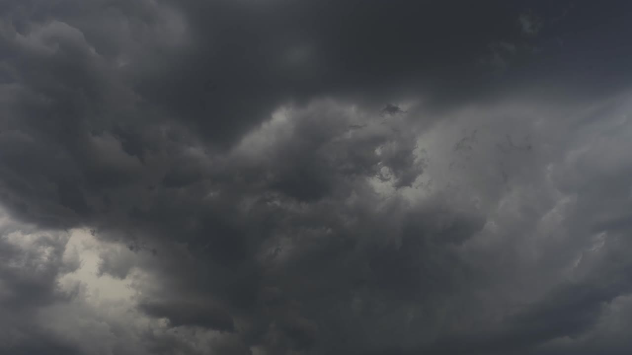 Time Lapse of huge storm clouds forming abstract shapes in the sky. Dark and moody clouds before the storm moving and changing majestically.