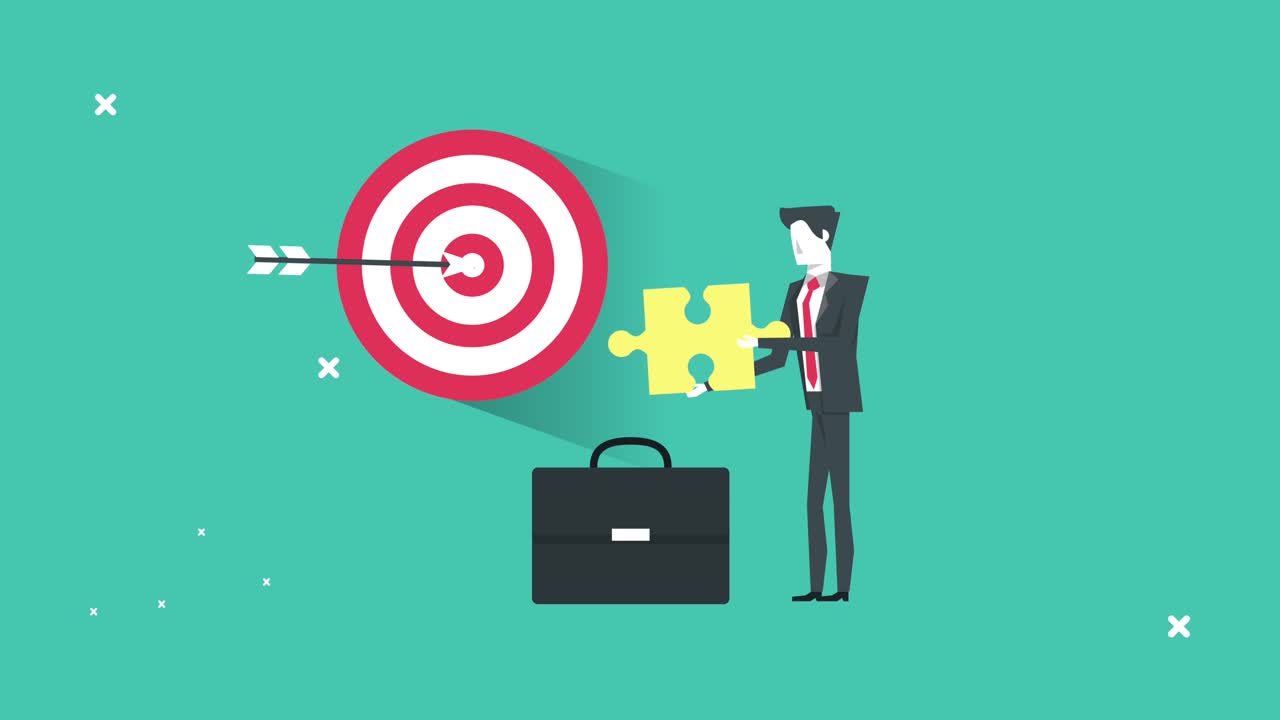 퍼즐 조각과 타을 가진 우아한 사업가