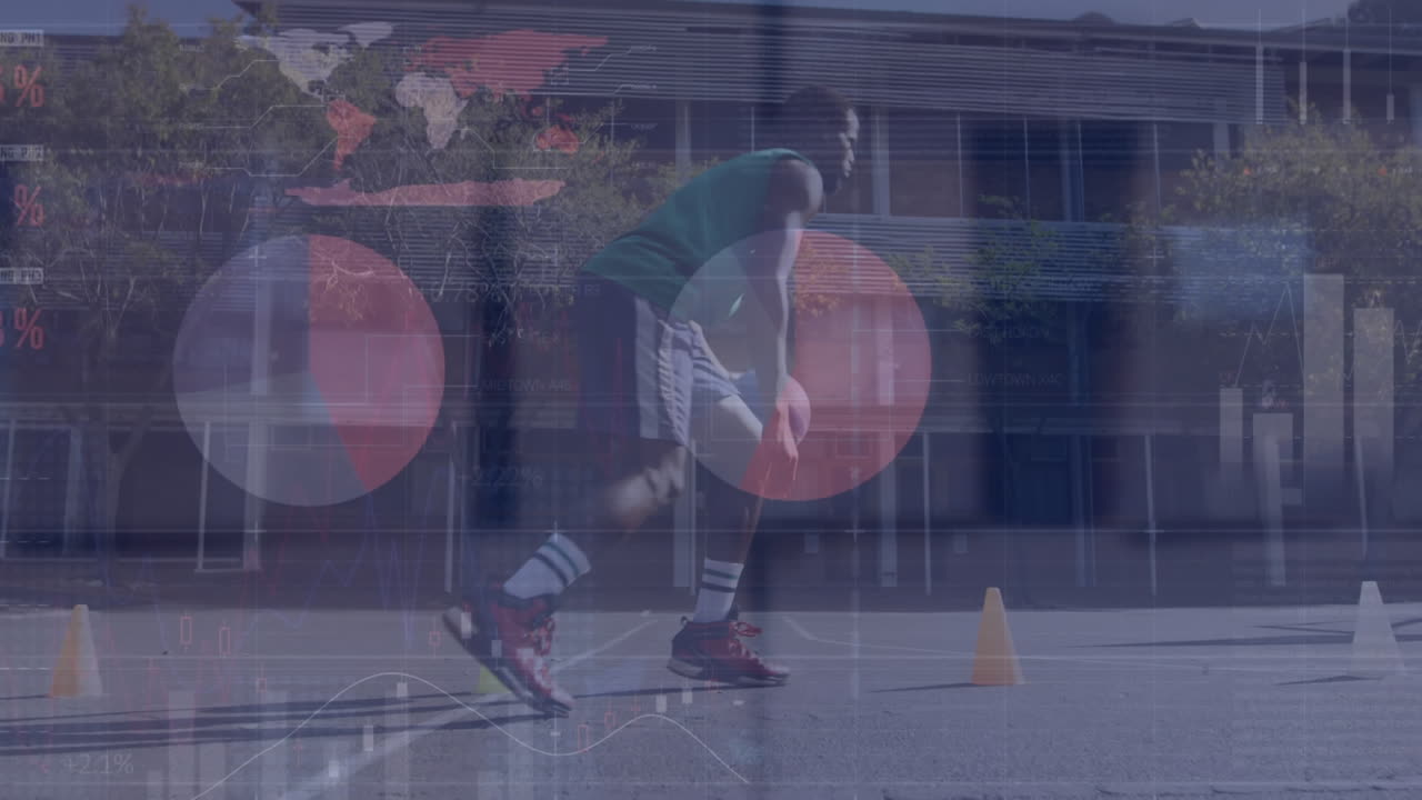 농구 경기에 대한 통계 및 데이터 처리 애니메이션