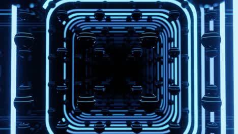 ultraviolet tunnel. hi-tech neon sci-fi tunel. trendy neon glow lines form pattern and construction in mirror tunnel. fly through technology cyberspace. 3d looped seamless 4k bright youth background.