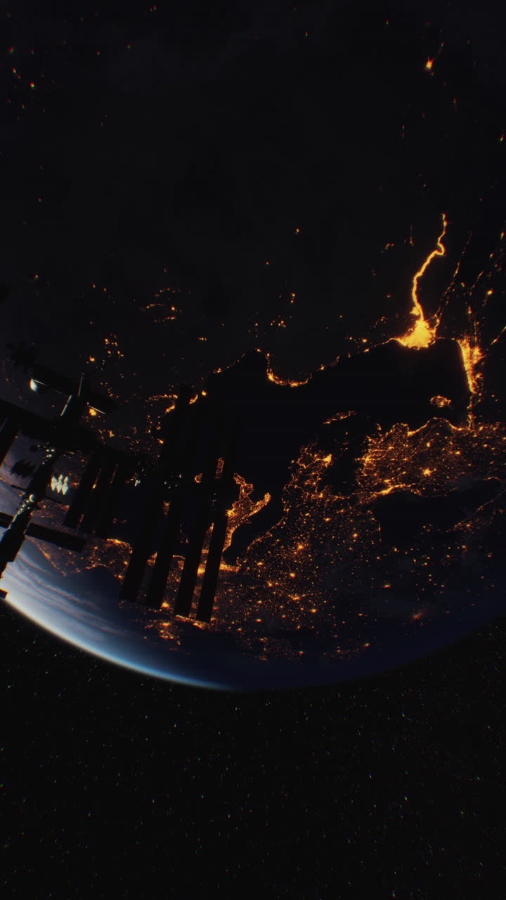 la tierra por la noche desde la estación espacial internacional