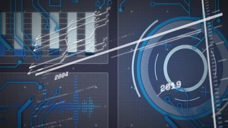 Animation-of-scope-and-data-processing-over-computer-circuit-board