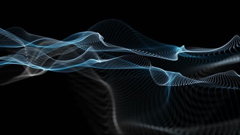 futuristic animation with particle wave object in slow motion, 4096x2304 loop 4k