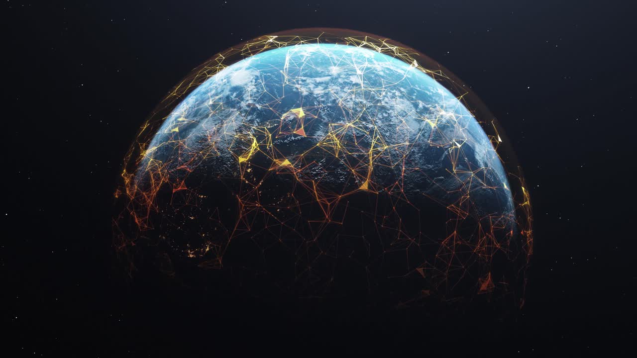 Network Connection Line All Around The World - Futuristic Globe