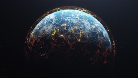 Netzwerkverbindungslinie-Auf-Der-Ganzen-Welt---Futuristischer-Globus