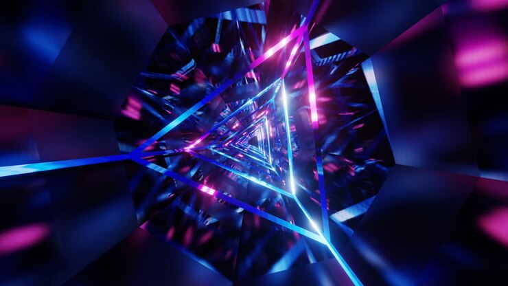 Abstract Neon Tunnel with Triangles