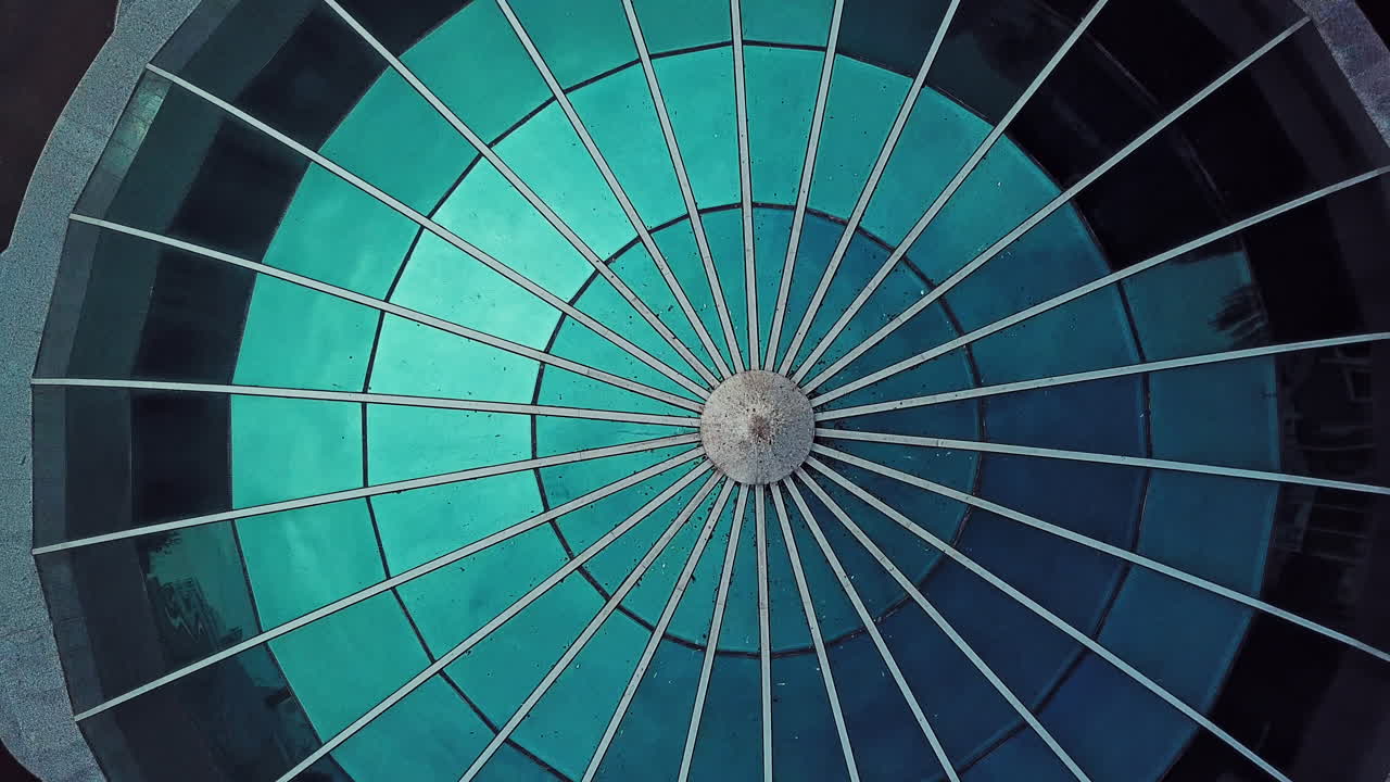 Fountain from above. Aerial view looking down at the fountain