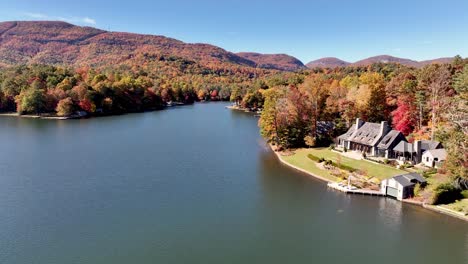 lake toxaway in fall color in the mountains of nc