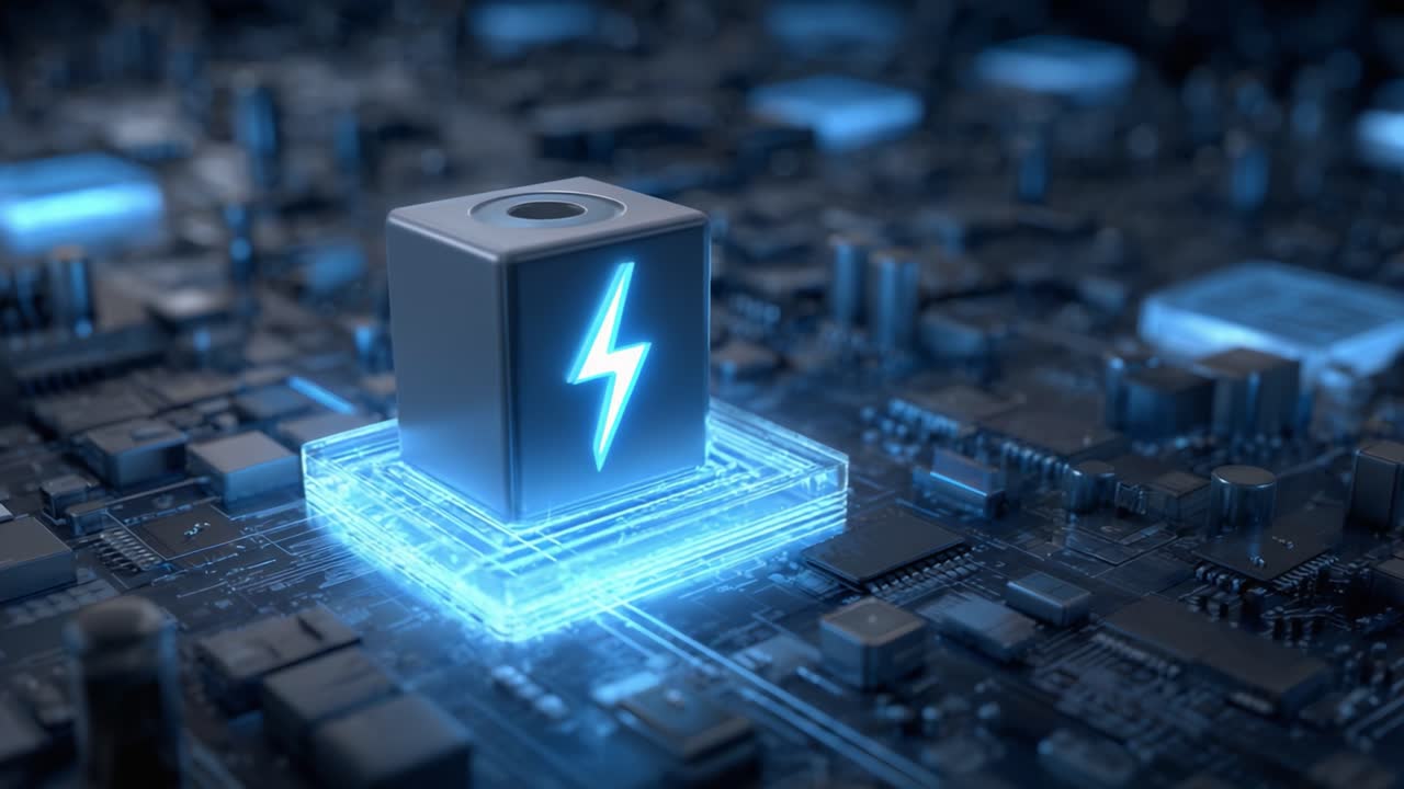 A Close-Up View of a Technological Marvel: A Glowing Microchip Surrounded by Circuitry, Signifying Innovation and Power in Modern Electronics