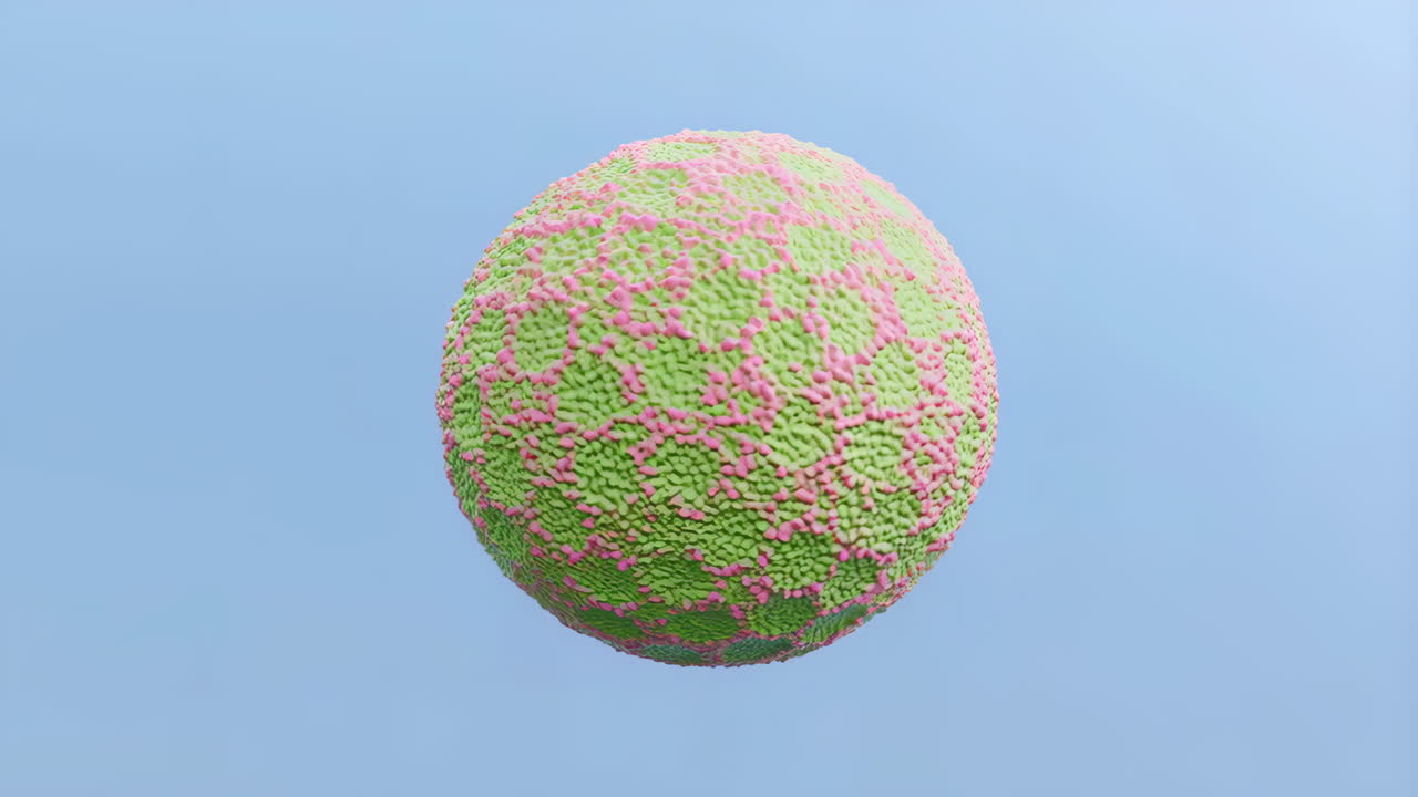 Abstract Textured Sphere on Blue Background