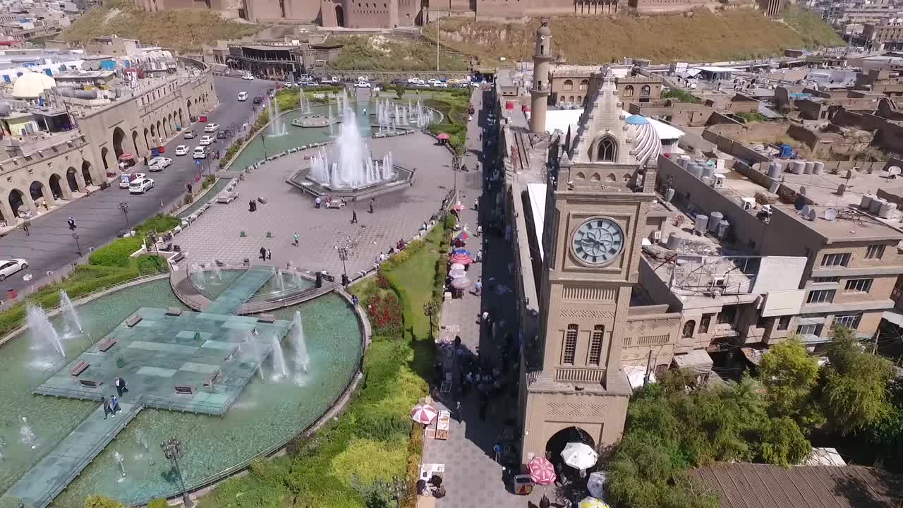 아르빌 고고학 성채의 항공 영상