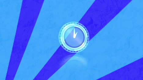 animación de un reloj en movimiento sobre fondo azul