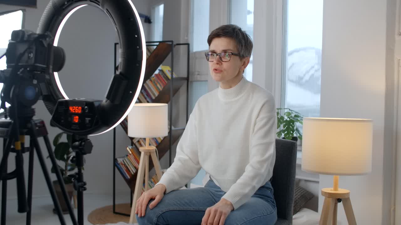 Woman in Home Studio Interview Setting