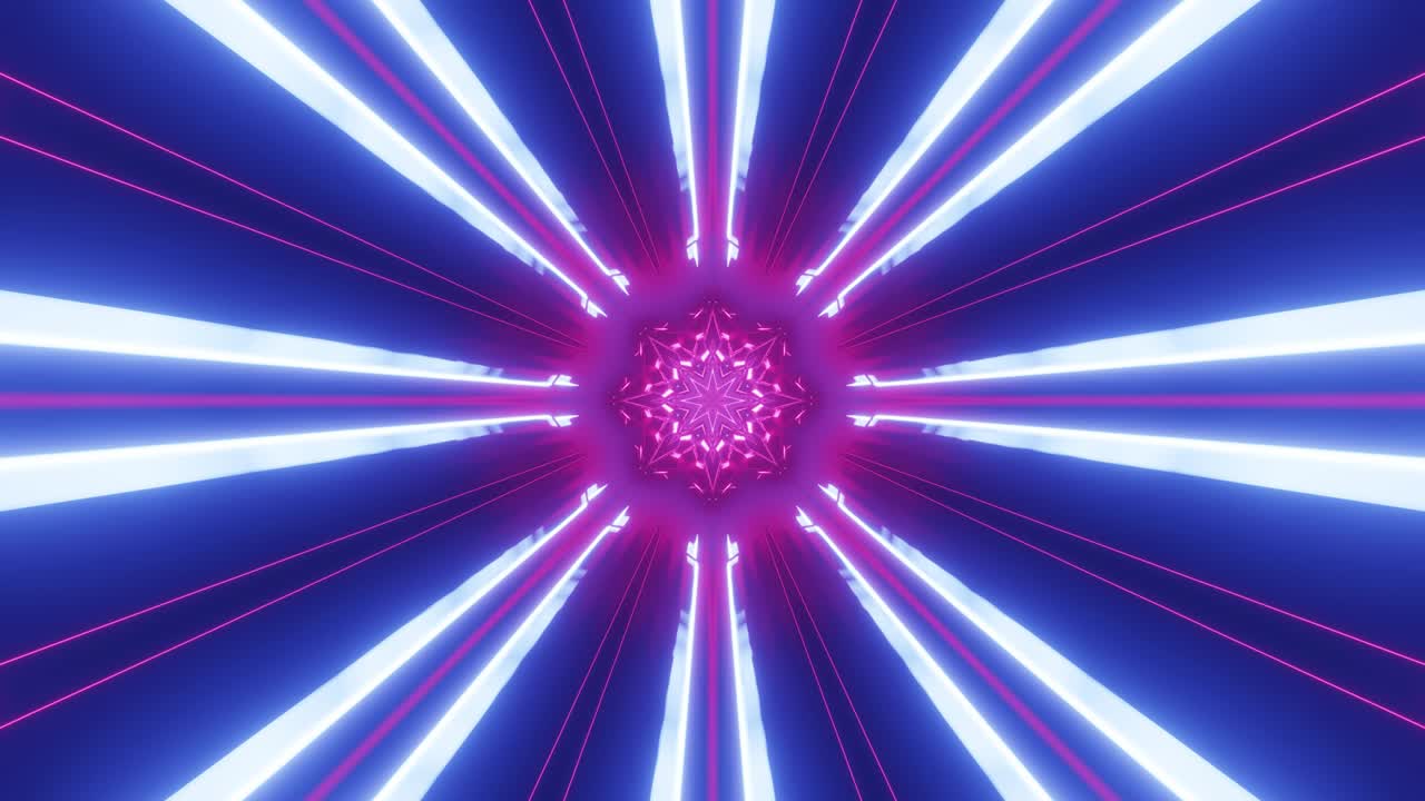 4k looped abstract high-tech tunnel with neon lights. Camera flies through changing tunnel on high speed. Tunnel transformer