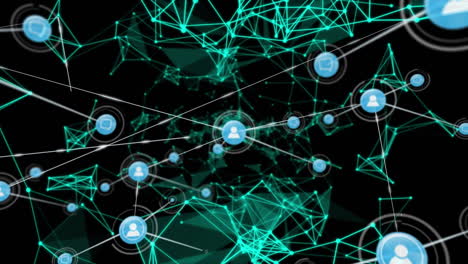 network of digital icons against network of connections