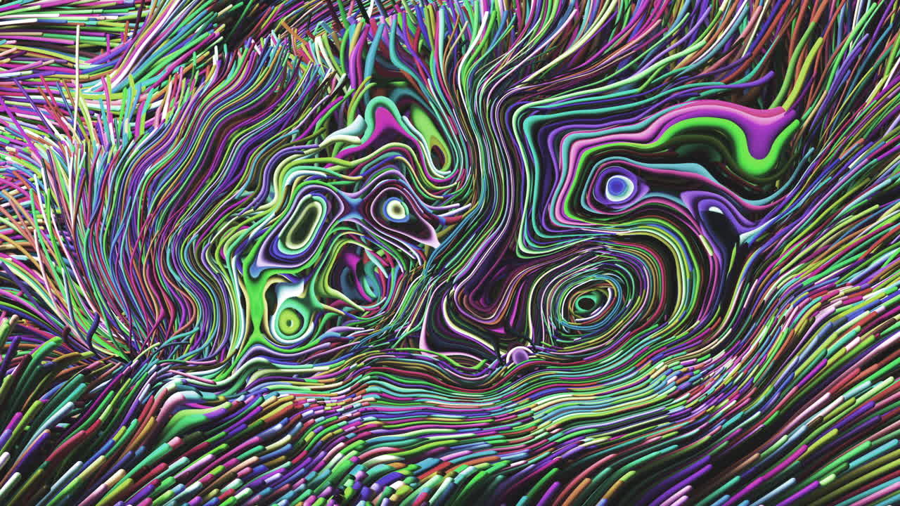 Digital animation of colorful flowing metallic liquid texture effect background