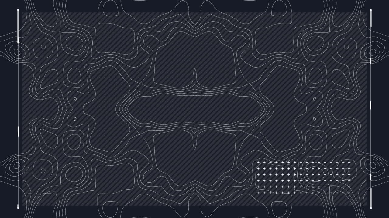 검은 바탕에 움직이는 디지털 파동 패턴과 선의 애니메이션