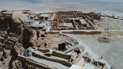 aerial view of masada, in judea desert, israel.