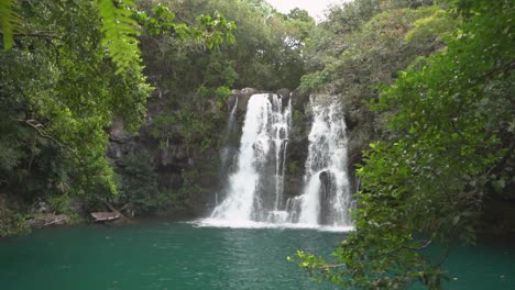 Mid-shot-of-Eau-Blue-waterfall