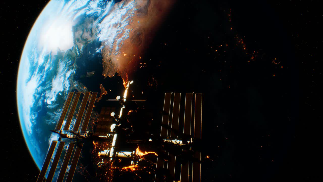 International Space Station in outer space over the planet Earth orbit