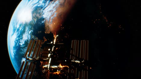 estación espacial internacional en el espacio ultraterrestre sobre la órbita del planeta tierra